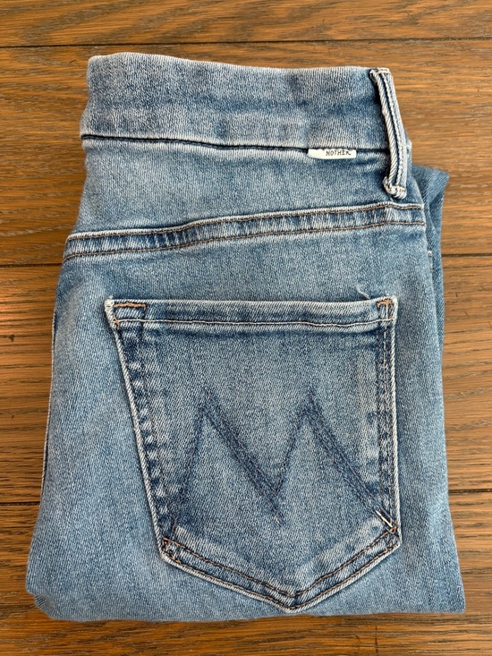 MOTHER Denim - MOTHER The Looker High Waisted Ankle Fray Light Blue Denim Jeans Size 27